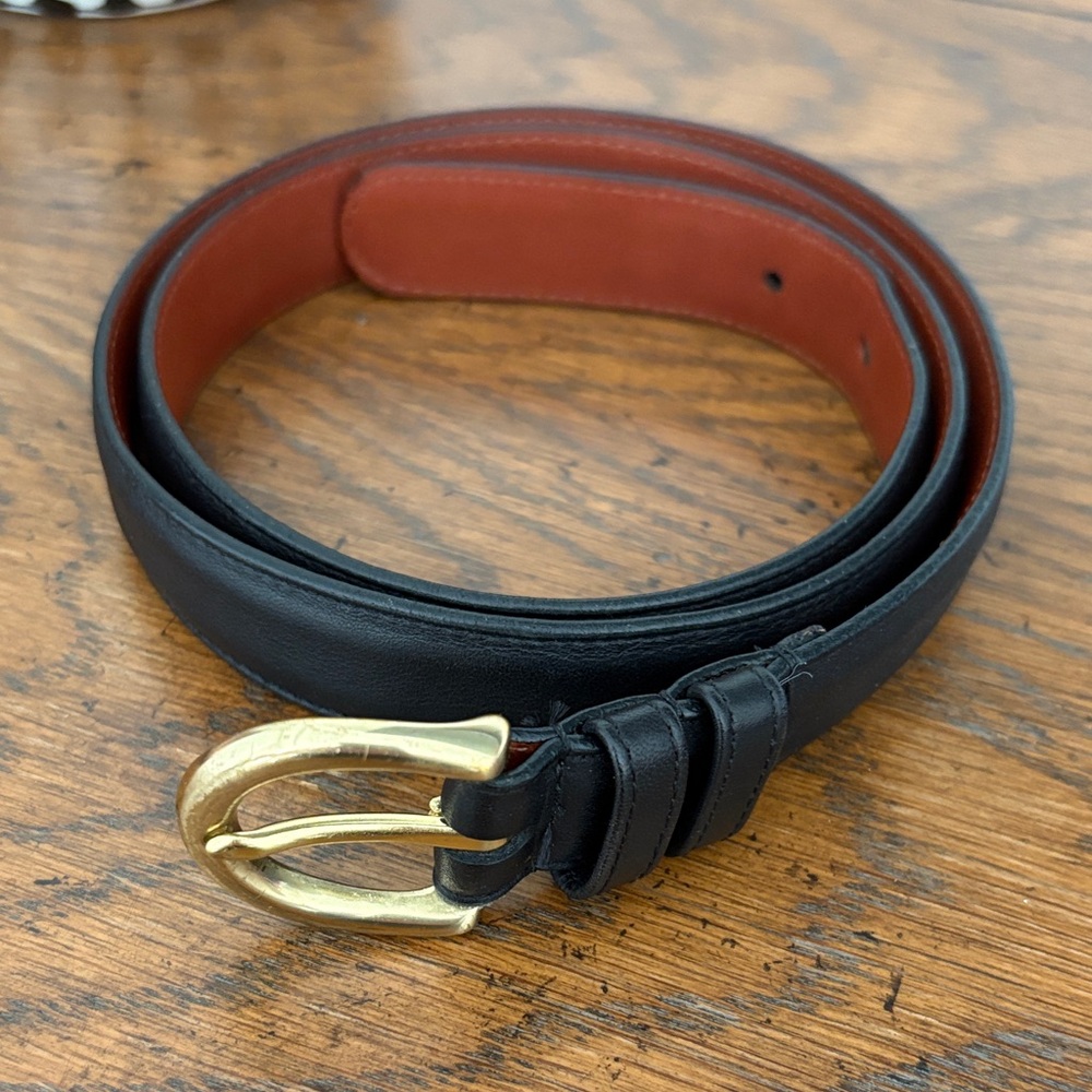 Coach Black and Brown Belt with Gold Buckle